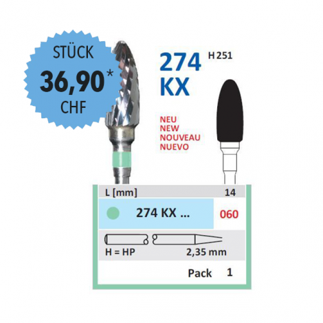 HORICO HM-Fräser PEEK/PMMA 274KX.104.060